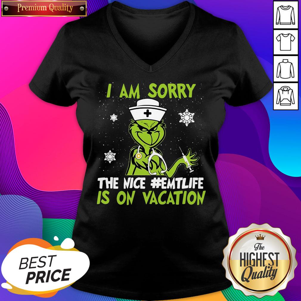 Hot Grinch Nurse I Am Sorry The Nice #Emtlife Is On Vacation Christmas V-neck- Design By Sheenytee.com
