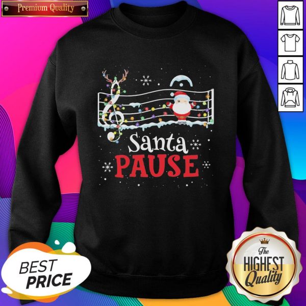 Music Reindeer Santa Pause Light Christmas Sweatshirt- Design By Sheenytee.com