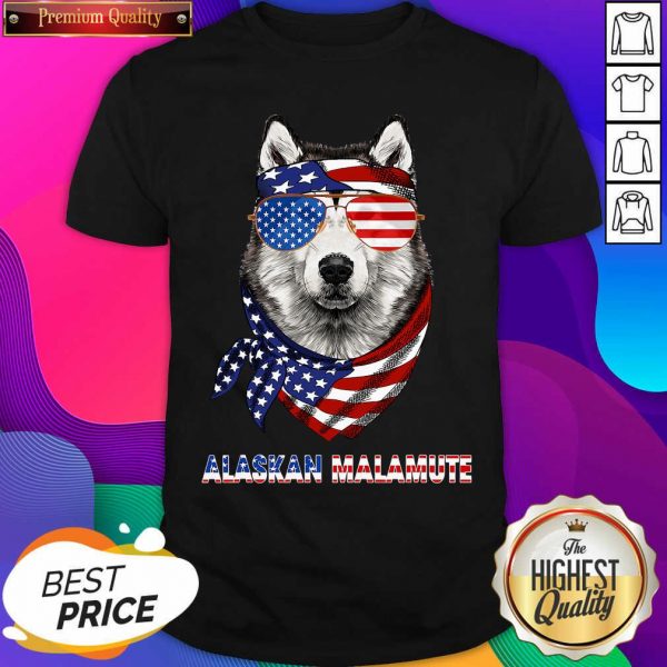 Alaskan Malamute Dog American Flag Sunglasses Ribbon Shirt- Design By Sheenytee.com