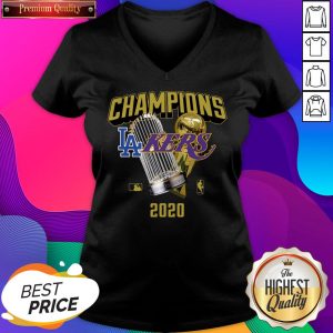 Nice Champions Los Angeles Dodgers And Los Angeles Lakers 2020 V-neck- Design By Sheenytee.com