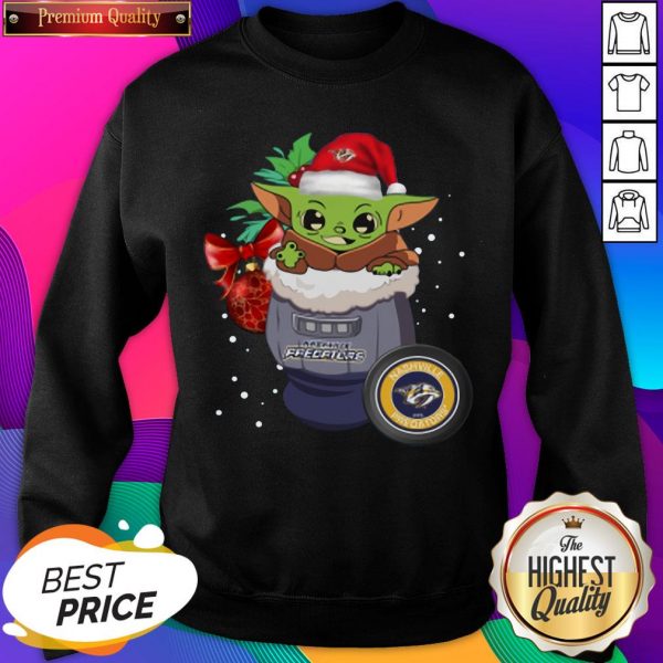 Nice Nashville Predators Christmas Baby Yoda Star Wars Funny Happy NHL Sweatshirt- Design By Sheenytee.com