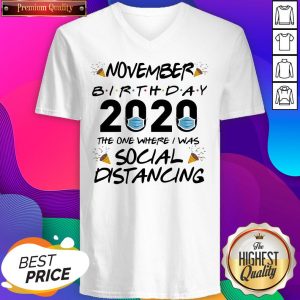 Nice November Birthday 2020 The One Where I Was Social Distancing V-neck- Design By Sheenytee.com