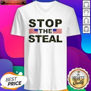 Official American Flag Stop The Steal V-neck- Design By Sheenytee.com