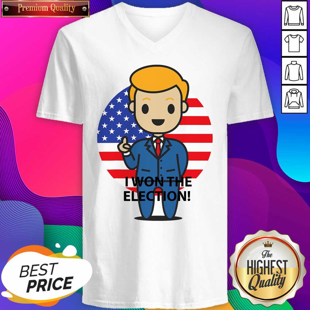 Official I Won The Election Trump To The World American Flag V-neck- Design By Sheenytee.com