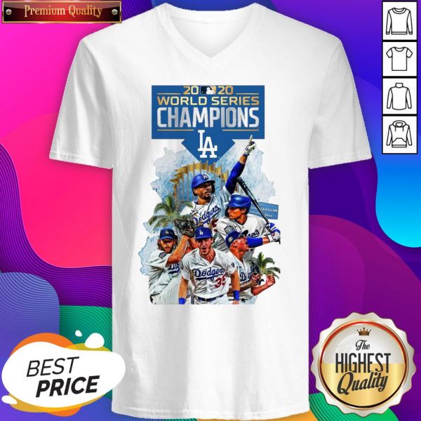 Official LA Dodgers Double Champions 2020 World Series Player Legend V-neck- Design By Sheenytee.com