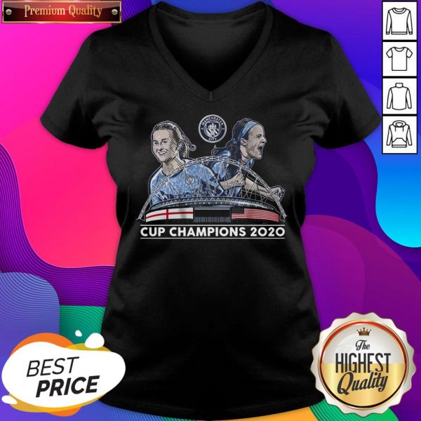 Official Lavelle & Mewis Man City 2020 Cup Champions Legend Women's V-neck T-Shirt- Design By Sheenytee.com
