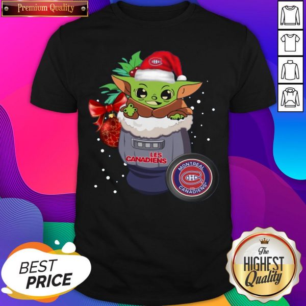 Official Montreal Canadiens Christmas Baby Yoda Star Wars Funny Happy NHL T-Shirt- Design By Sheenytee.com