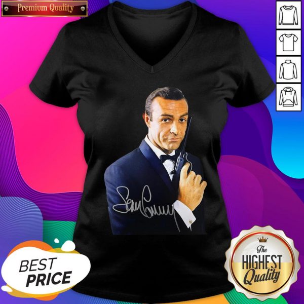 Rip Sean Connery 007 Signatures V-neck- Design By Sheenytee.com