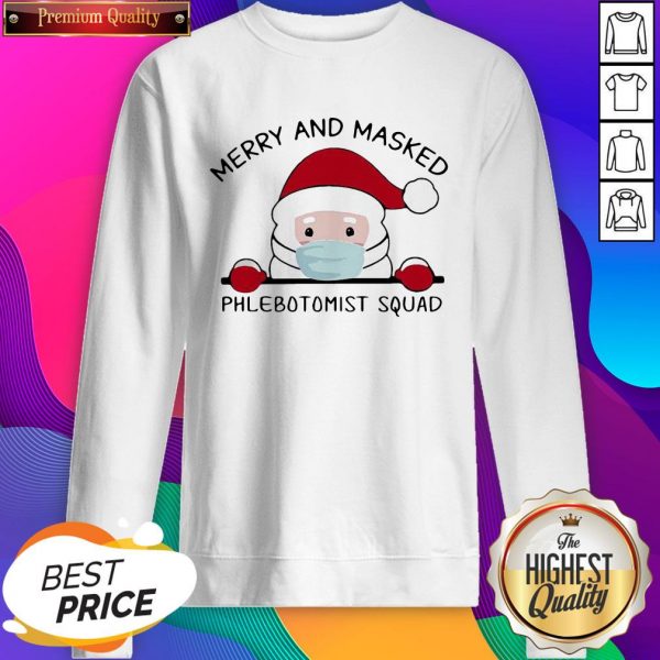 Santa Face Mask Merry And Masked Phlebotomist Squad Christmas ShirtSanta Face Mask Merry And Masked Phlebotomist Squad Christmas Sweatshirt- Design By Sheenytee.com
