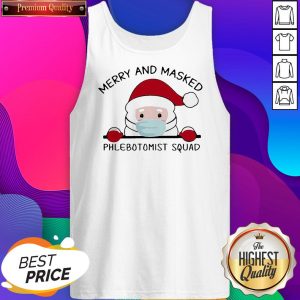 Santa Face Mask Merry And Masked Phlebotomist Squad Christmas ShirtSanta Face Mask Merry And Masked Phlebotomist Squad Christmas Tank Top- Design By Sheenytee.com