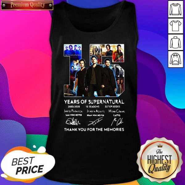 Top 15 Years Of Supernatural Thank You For The Memories Signatures Tank Top- Design By Sheenytee.com