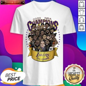 Top 2020 Nba Champions Los Angeles Lakers 17 Champs Cartoon V-neck- Design By Sheenytee.com