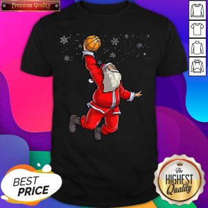 Top Christmas Basketball Pajamas Santa Claus Slam Dunk Shirt- Design By Sheenytee.com