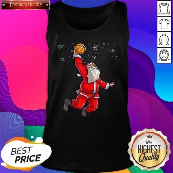 Top Christmas Basketball Pajamas Santa Claus Slam Dunk Tank Top- Design By Sheenytee.com