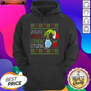 Top Hand Grinch Holding Mask 2020 Stink Stank Stunk Ugly Christmas Hoodie- Design By Sheenytee.com