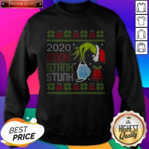 Top Hand Grinch Holding Mask 2020 Stink Stank Stunk Ugly Christmas Sweatshirt- Design By Sheenytee.com