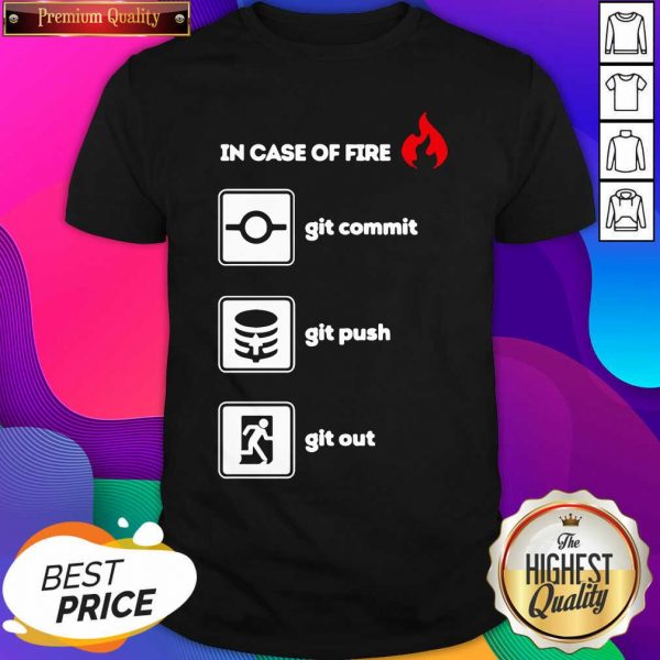 In Case Of Fire Git Commit Git Push And Git Out Shirt- Design By Sheenytee.com