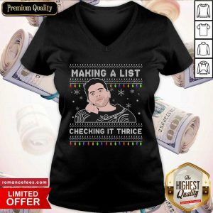 Making A List Checking It Thrice V-neck- Design By Sheenytee.com