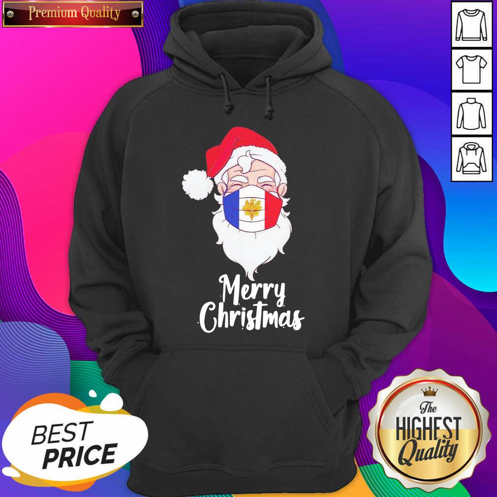 Santa Claus Face Mask Merry Christmas Hoodie- Design By Sheenytee.com