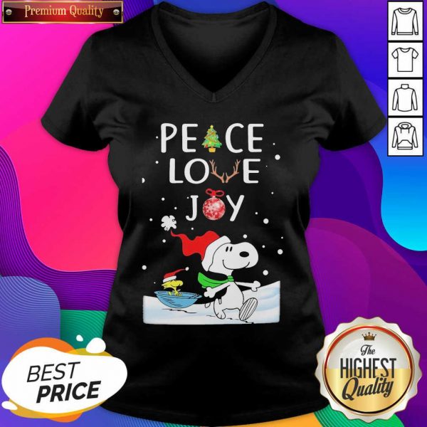 Snoopy Peace Love Joy Christmas V-neck- Design By Sheenytee.com