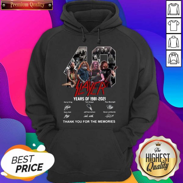 Slayer 40 Years Of 1981 2021 Thank You For The Memories Signatures Hoodie- Design By Sheenytee.com