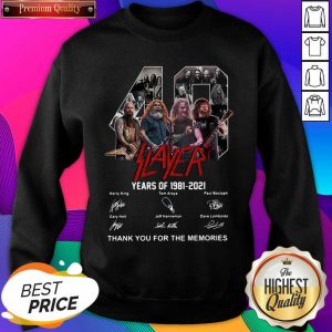 Slayer 40 Years Of 1981 2021 Thank You For The Memories Signatures Sweatshirt- Design By Sheenytee.com