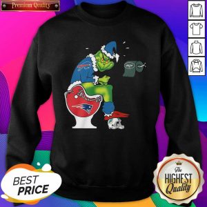 The Grinch New York Jets Shit On Toilet New England Patriots And Other Teams Christmas Sweatshirt- Design By Sheenytee.com