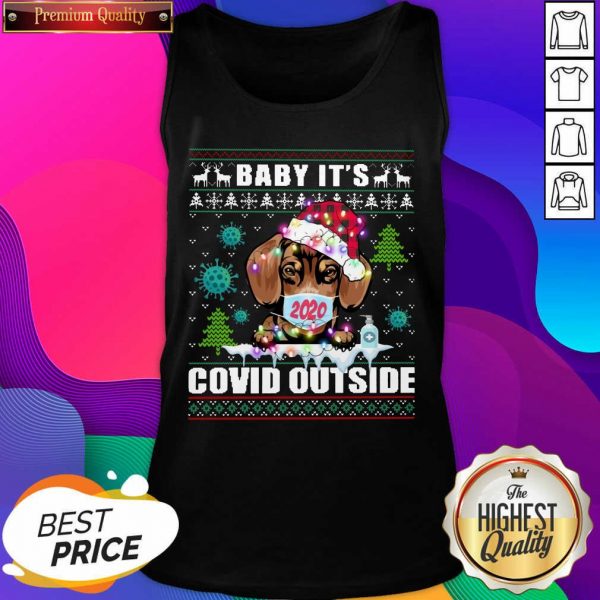 Baby It’s Covid Outside Chihuahua Wear Hat Santa With Mask Ugly Christmas Tank Top- Design By Sheenytee.com
