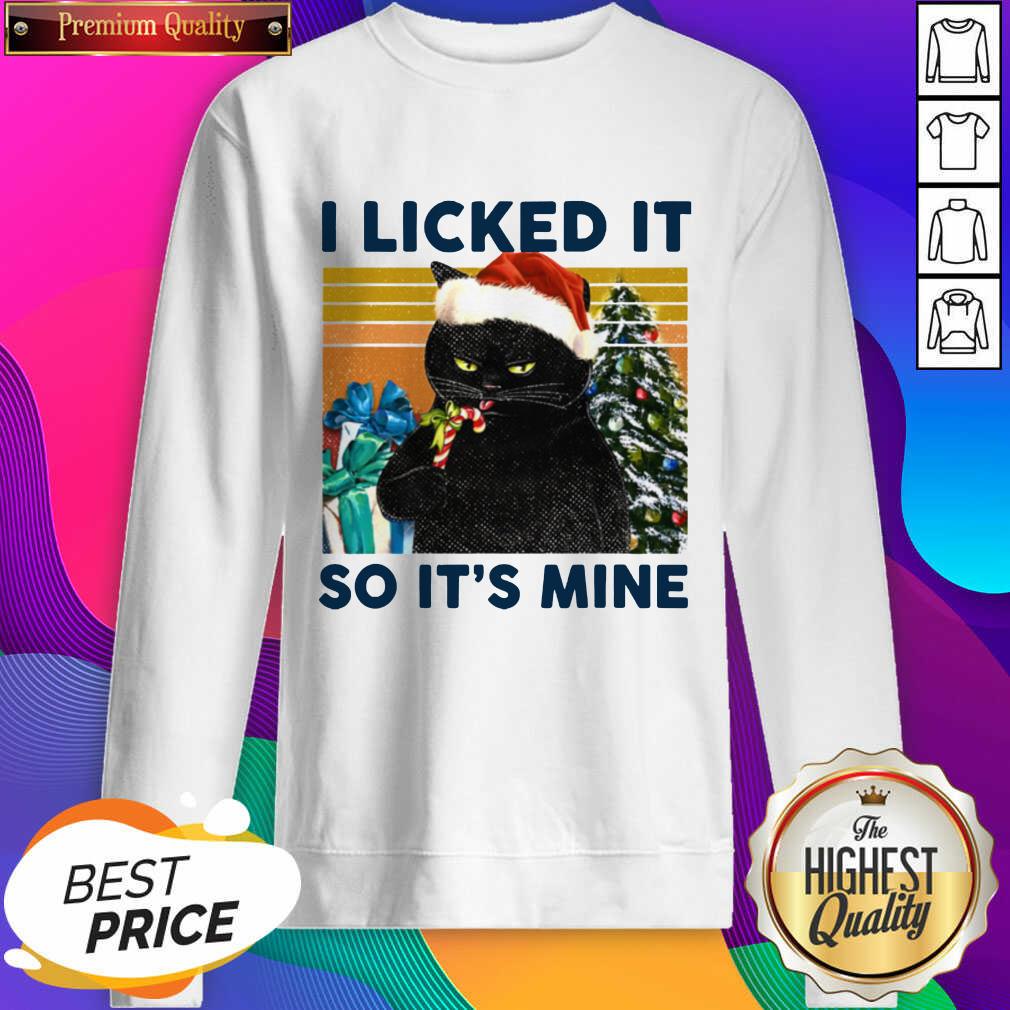  Black Cat Santa I Licked It So It’s Mine Vintage Christmas Sweatshirt- Design By Sheenytee.com