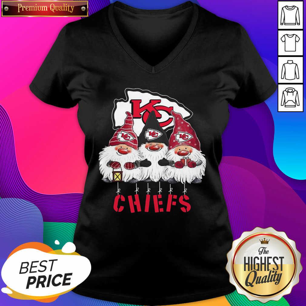 Chiefs Hanging With Gnomies Christmas V-neck- Design By Sheenytee.com