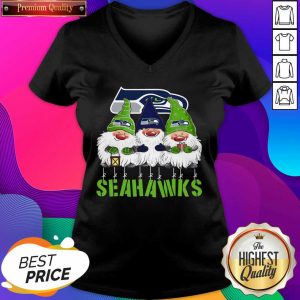 Gnomies Seattle Seahawks Christmas V-neck- Design By Sheenytee.com