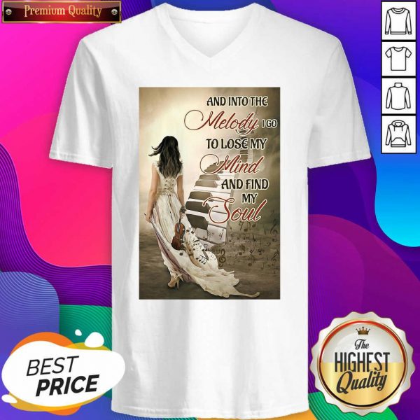 Guitar Girl And Into The Melody I Go To Love My Mind And Find My Soul V-neck- Design By Sheenytee.com
