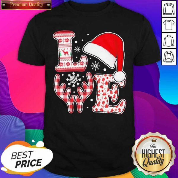 Love Hat Santa And Reindeer Ugly Christmas Shirt- Design By Sheenytee.com