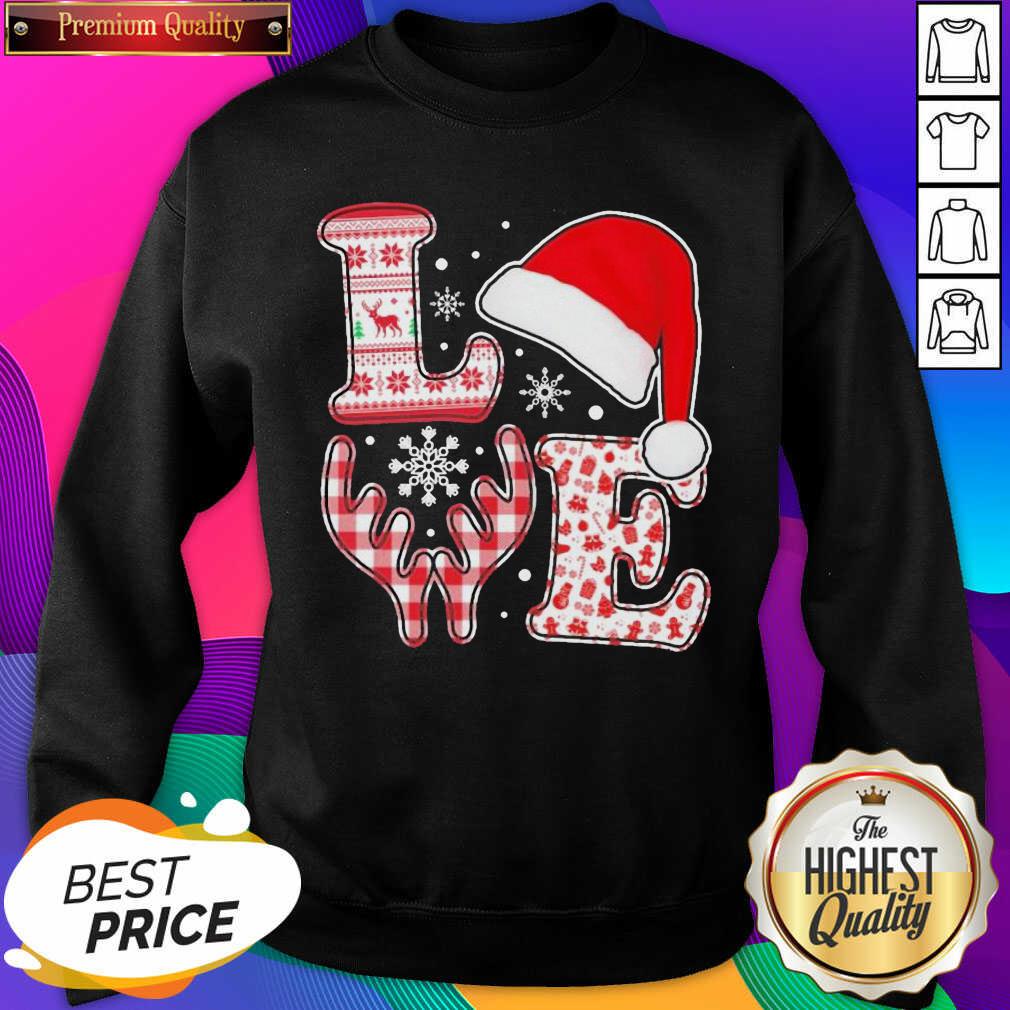 Love Hat Santa And Reindeer Ugly Christmas Sweatshirt- Design By Sheenytee.com