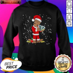 Santa Baby Groot Hug Oakland Athletics Christmas Sweatshirt- Design By Sheenytee.com