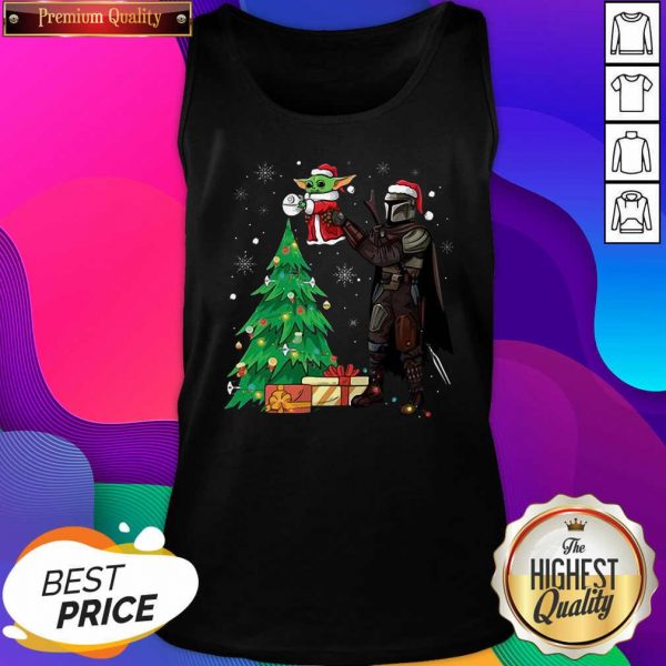 Darth Vader and Baby Yoda Santa tree Christmas Tank Top- Design By Sheenytee.com