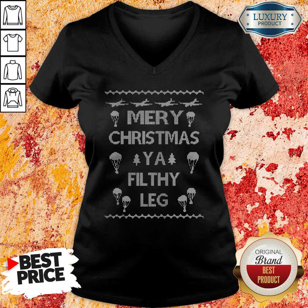  Merry Christmas Ya Filthy Leg Ugly Christmas V-neck-Design By Soyatees.com