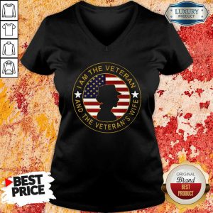 I Am The Veteran And The Veteran’S Wife American Flag V-neck- Design By Sheenytee.com