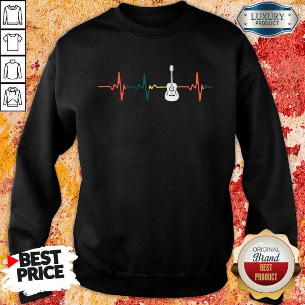 Vintage Guitar Heartbeat Sweatshirt- Design By Sheenytee.com