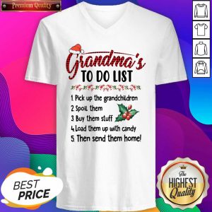 Gandma’s To Do List Pick Up The Grandchildren Spoil Them Ugly Christmas V-neck- Design By Sheenytee.com