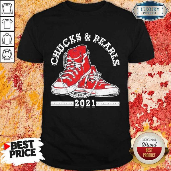 Angry Kamala Harris Chucks And Pearls 2021 Red Converse Shirt - Design by Sheenytee.com