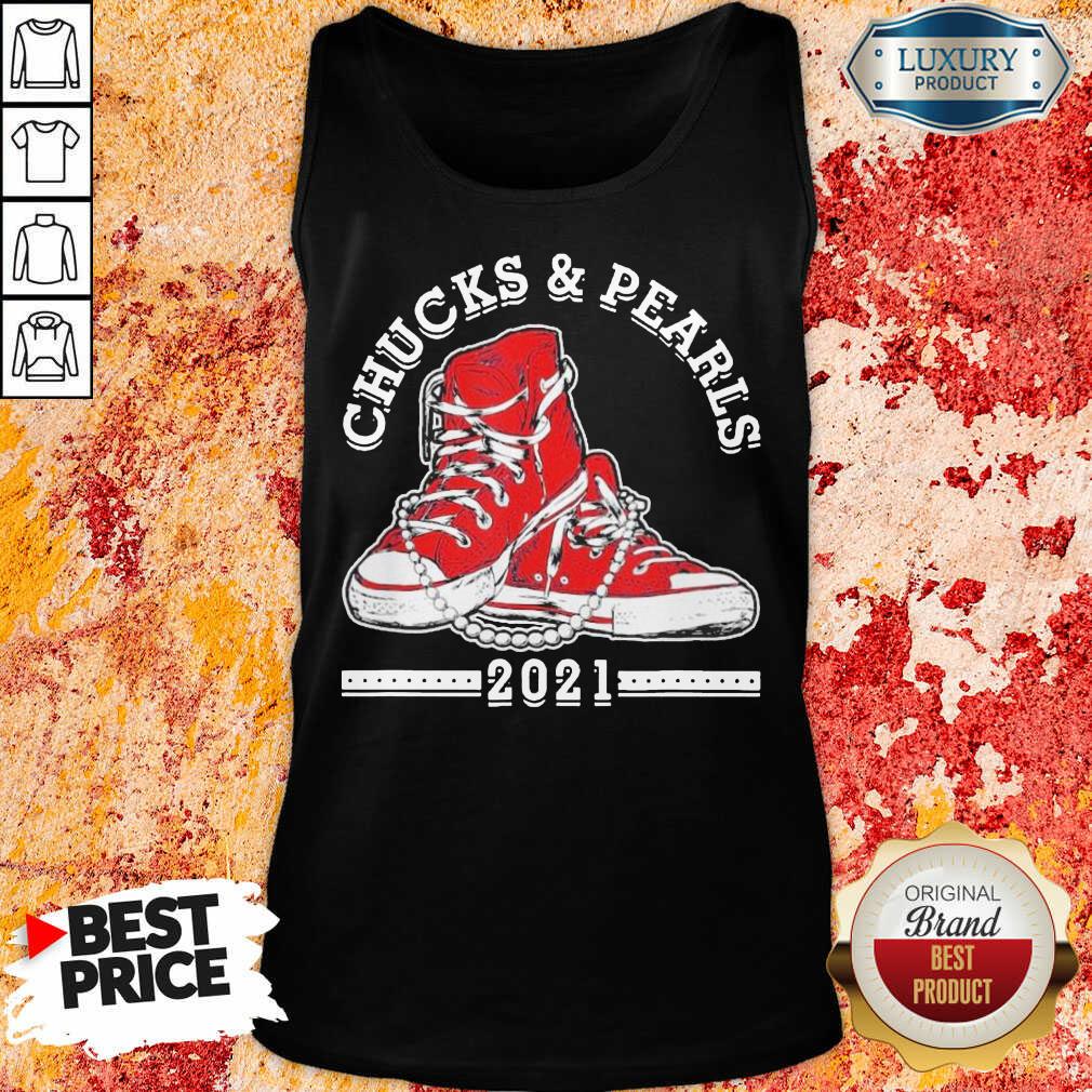 Angry Kamala Harris Chucks And Pearls 2021 Red Converse Tank Top - Design by Sheenytee.com