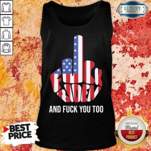 Confident Fuck Biden And 9 Fuck You Too USA Flag Tank Top - Design by Sheenytee.com