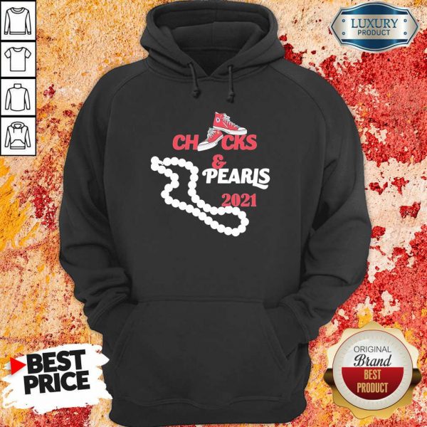 Confused Kamala Harris Vice President Chucks And Pearls Red Converse Snacker 2021 Hoodie - Design by Sheenytee.com
