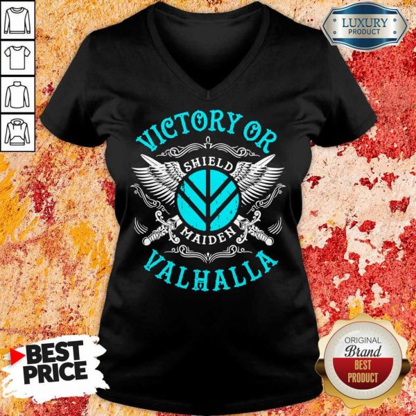 Happy 5 Victory Or Valhalla Shield Maiden V-neck