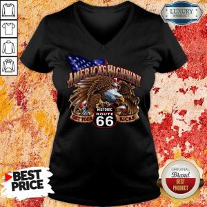 Happy Large Eagle Americas Historic Route 66 V-neck