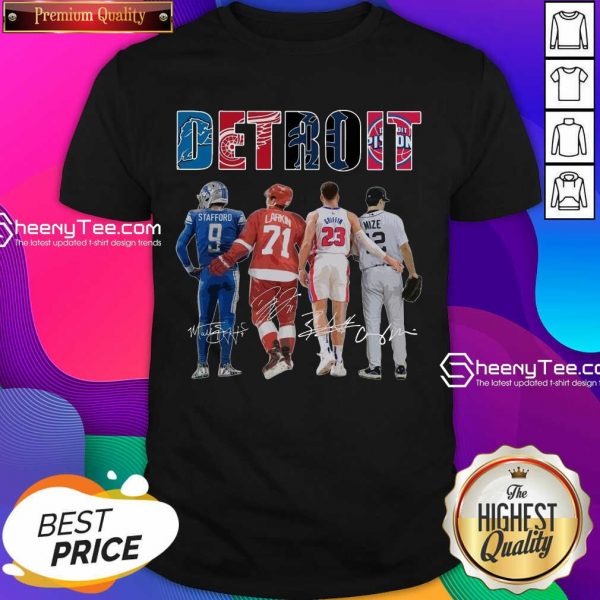 Detroit 4 Stafford Larkin Griffin Mize Signatures Shirt - Design by Sheenytee.com