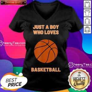 Just A Boy Who Loves 1 Basketball V-neck - Design by Sheenytee.com