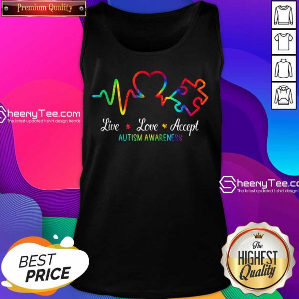Live Love Accept 2 Autism Awareness Tie Dye Tank Top - Design by Sheenytee.com