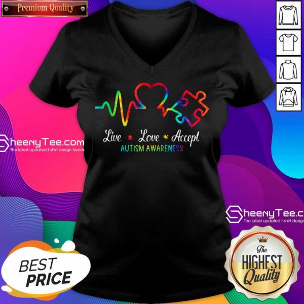 Live Love Accept 2 Autism Awareness Tie Dye V-neck - Design by Sheenytee.com